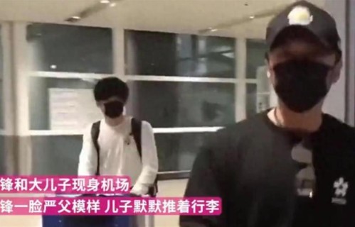 谢霆锋与大儿子现身机场，谢霆锋展现严父形象，儿子默默拉...