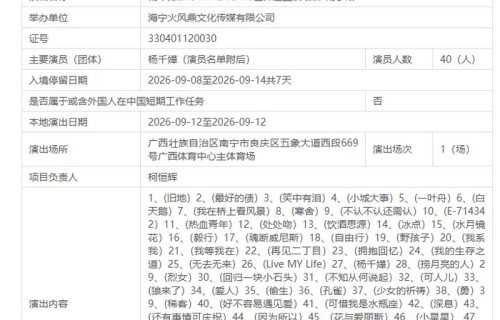 杨千嬅1.0世界巡演南宁站4月29日官宣过审